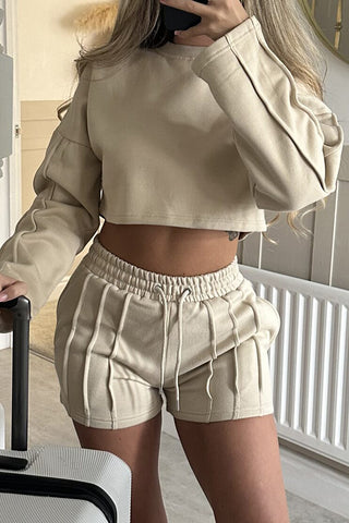 Casual Cropped Top and Shorts Set