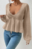 Scalloped Tie-Front Sweater
