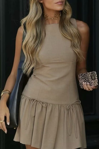 Sleeveless Ruffle-Hem Casual Dress