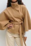 Belted High-Collar Cape