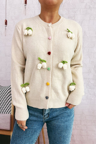 Cherry Embellished Button Cardigan