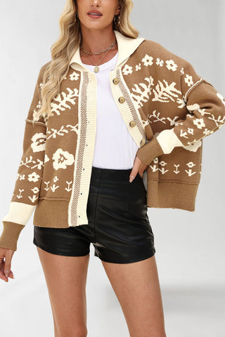 Floral Button-Front Cardigan