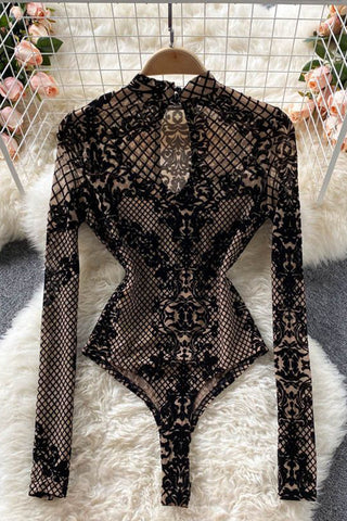 Elegant Lace Pattern Bodysuit