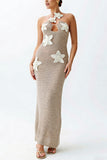 Elegant Crochet Halter Maxi Dress