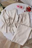 Striped Tie-Front Pants Set