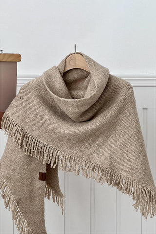 Fringed Edge Knit Poncho