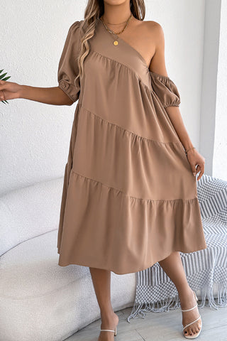 One-Shoulder Tiered Dress