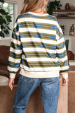 Stripe Crew Neck Drop Shoulder Pullover
