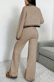 Stylish Cropped Knit Cardigan and Pants Set