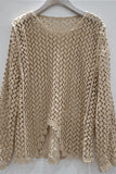 Lace Design Openwork Long Sleeve Blouse