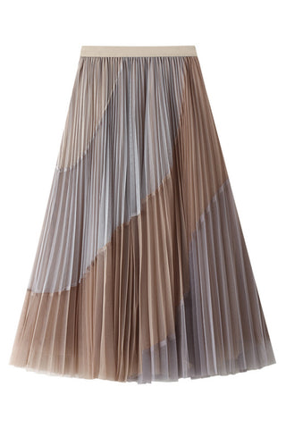 Layered Pleated Midi Skirt