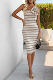 One-Shoulder Striped Casual Dress