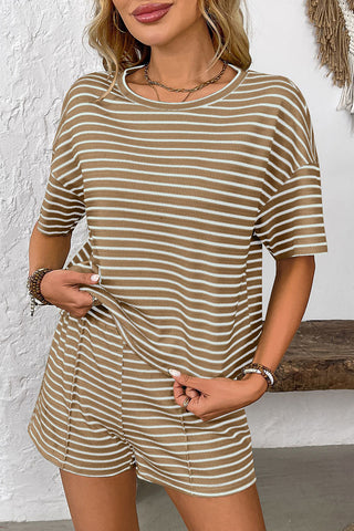 Striped Casual Short Set