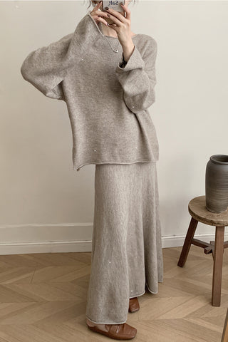 Elegant Knit Skirt Set