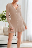 Button-Front Casual Dress with Contrast Trim