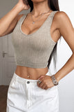 Ribbed V-Neck Crop Tank Top