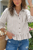 Striped Button-Front Blouse