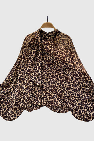 Polka Dot High-Neck Blouse