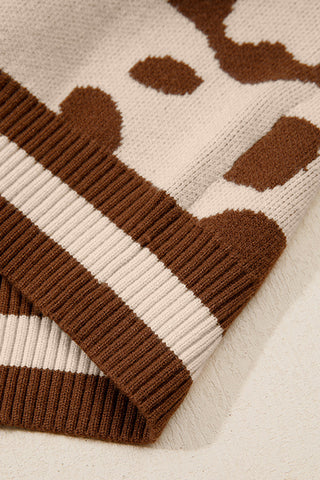 Animal Pattern V-Neck Sweater