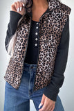 Zip-Front Leopard Print Vest