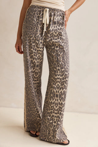Animal Print Casual Drawstring Pants