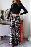 Leopard Print Wide-Leg Casual Pants