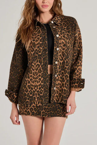 Leopard Print Denim Jacket