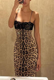Leopard Print Midi Slip Dress