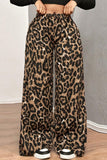 Wide-Leg Leopard Print Casual Pants