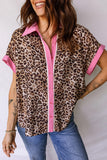 Leopard Contrast Trim Short Sleeve Shirt
