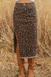 Animal Print Midi Skirt with Side Slit