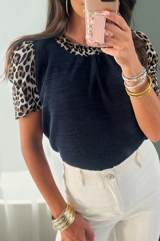 Animal Print Sleeve T-Shirt
