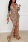 Plunge-Front Wrap Maxi Dress