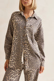 Leopard Print Button-Down Blouse