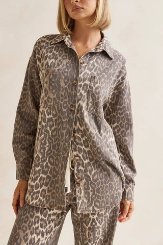 Leopard Print Button-Down Blouse