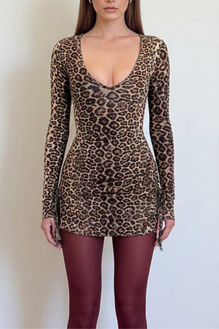 Leopard Print Casual Dress
