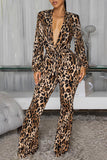 Leopard Print Tie-Waist Jumpsuit
