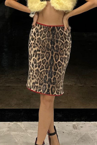 Leopard Print Midi Skirt