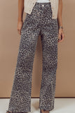 Leopard Print Straight Jeans