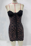 Strapless Lace Trim Mini Dress