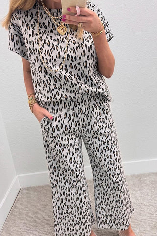 Animal Print Two-Piece Pants Set