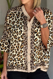 Leopard Print Button-Front Blouse