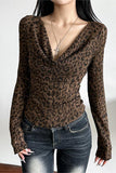 Stylish Cowl Neck Leopard Top