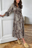 Wrap-Front Leopard Print Midi Dress