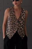 Leopard Print Button-Front Vest