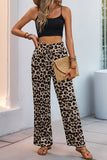 Leopard Print Wide-Leg Casual Pants