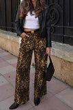 Leopard Print Wide-Leg Casual Pants