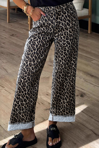 Leopard Print Straight Jeans