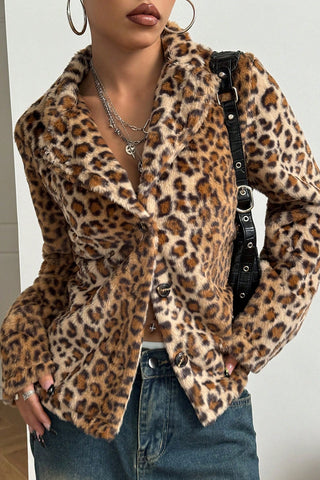 Leopard Print Button-Up Blazer
