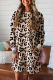 Leopard Long Sleeve T Shirt Dress